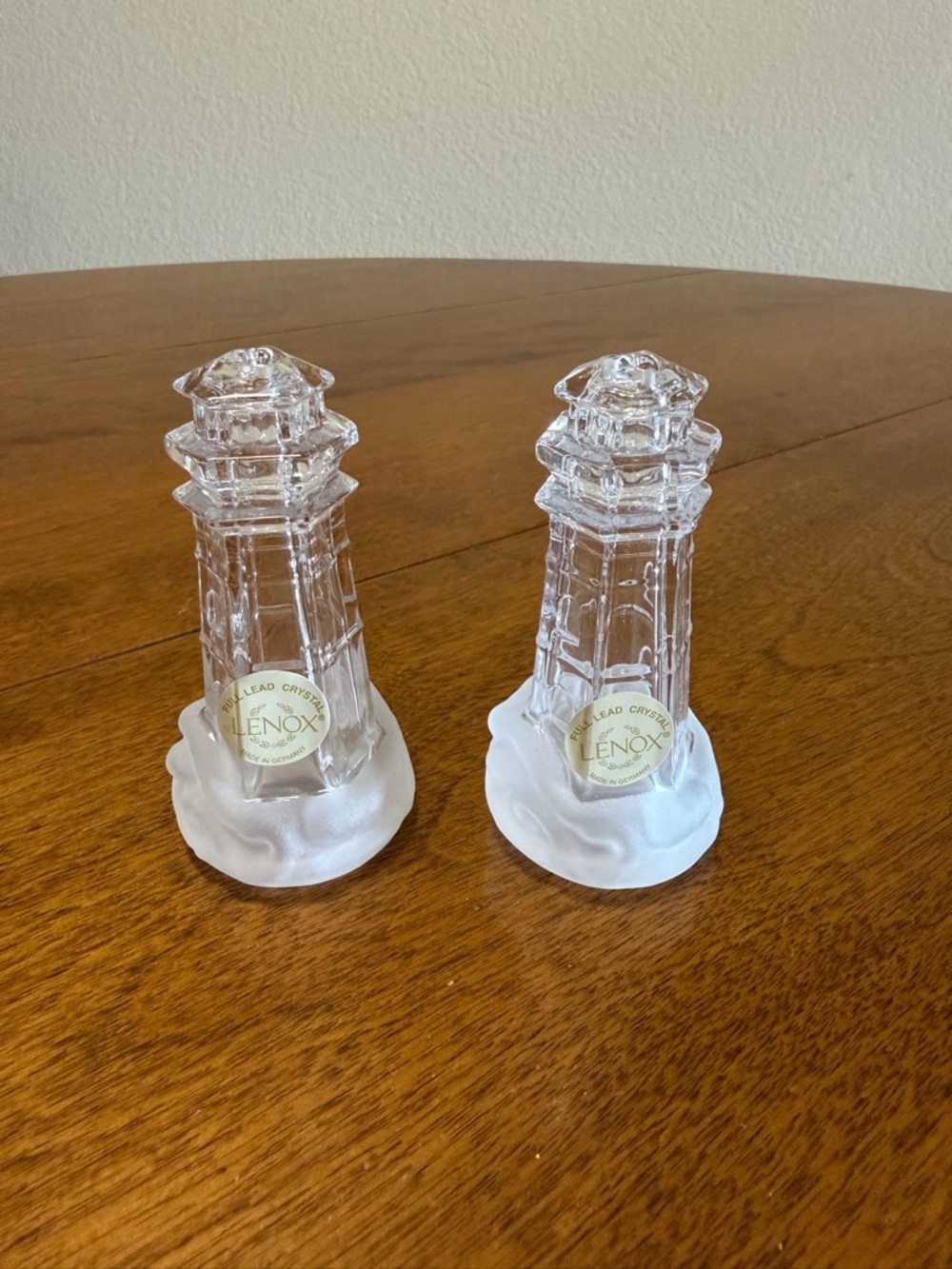 Lenox Clear Crystal Lighthouse Salt & Pepper Shakers